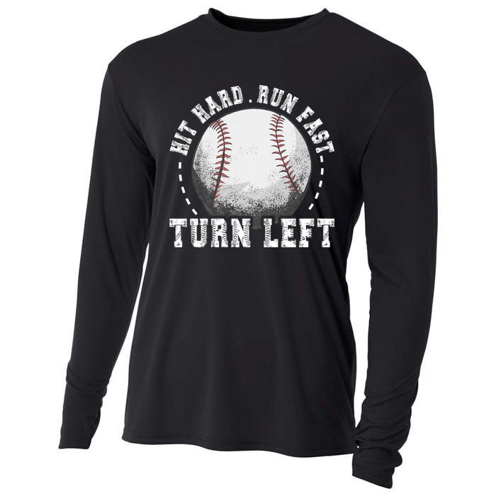 Hit Hard Run Fast Turn Left Baseball Player Cooling Performance Long Sleeve Crew