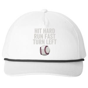 Hit Hard Run Fast Turn Left Funny Baseball Player Pitcher Gift Snapback Five-Panel Rope Hat