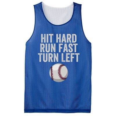 Hit Hard Run Fast Turn Left Funny Baseball Player Pitcher Gift Mesh Reversible Basketball Jersey Tank