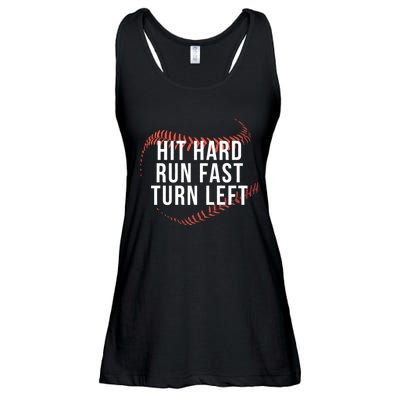 Hit Hard Run Fast Turn Left Baseball Player Ladies Essential Flowy Tank