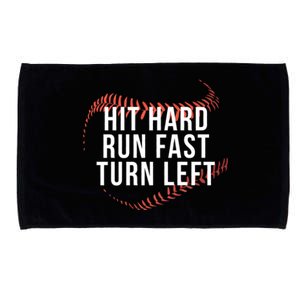 Hit Hard Run Fast Turn Left Baseball Player Microfiber Hand Towel