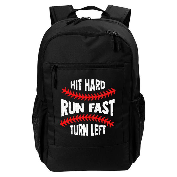 Hit Hard Run Fast Turn Left For A Baseball Player Backpack