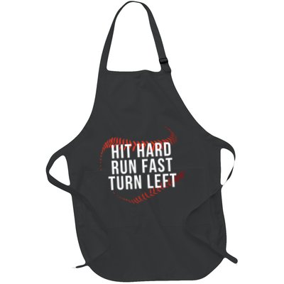 Hit Hard Run Fast Turn Left Funny Baseball Player & Fan Apron