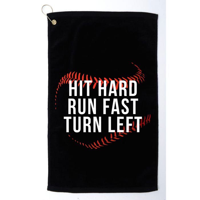 Hit Hard Run Fast Turn Left Funny Baseball Player & Fan Golf Towel