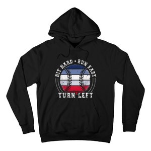 Hit Hard Run Fast Turn Left Baseball Player Hoodie