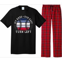 Hit Hard Run Fast Turn Left Baseball Player Pajama Set