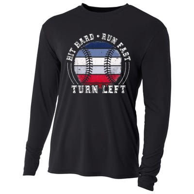 Hit Hard Run Fast Turn Left Baseball Player Cooling Performance Long Sleeve Crew