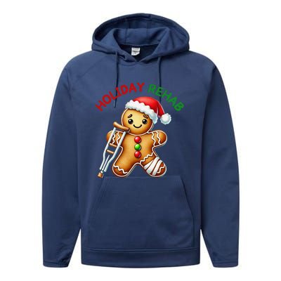 Humorous Holiday Rehab Gingerbread For Ot Pt Slp Performance Fleece Hoodie