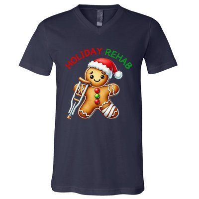 Humorous Holiday Rehab Gingerbread For Ot Pt Slp V-Neck T-Shirt