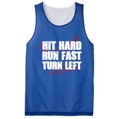 Hit Hard Run Fast Turn Left Funny Baseball Player Gift Mesh Reversible Basketball Jersey Tank