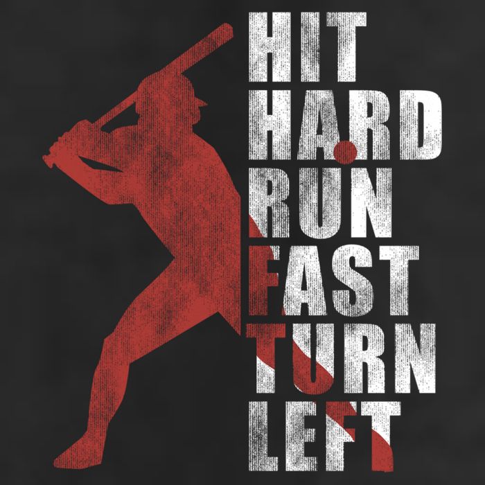 Hit Hard Run Fast Turn Left Funny Baseball Player Cute Gift Cool Comfort Performance Bucket Hat