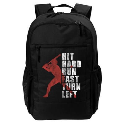 Hit Hard Run Fast Turn Left Funny Baseball Player Cute Gift Backpack