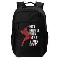 Hit Hard Run Fast Turn Left Funny Baseball Player Cute Gift Backpack