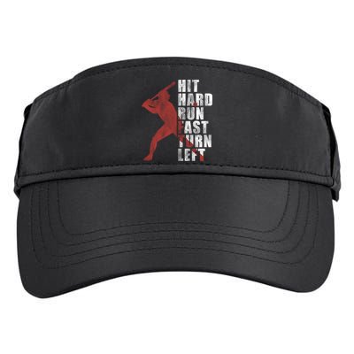 Hit Hard Run Fast Turn Left Funny Baseball Player Cute Gift Adult Drive Performance Visor