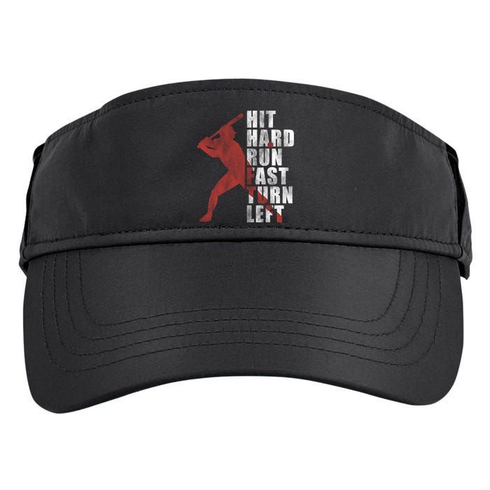 Hit Hard Run Fast Turn Left Funny Baseball Player Cute Gift Adult Drive Performance Visor