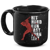 Hit Hard Run Fast Turn Left Funny Baseball Player Cute Gift 15oz Campfire Ceramic Mug