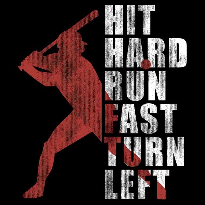 Hit Hard Run Fast Turn Left Funny Baseball Player Cute Gift Drawstring Bag
