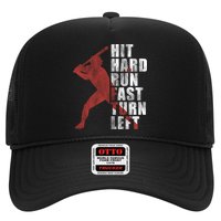 Hit Hard Run Fast Turn Left Funny Baseball Player Cute Gift Hat