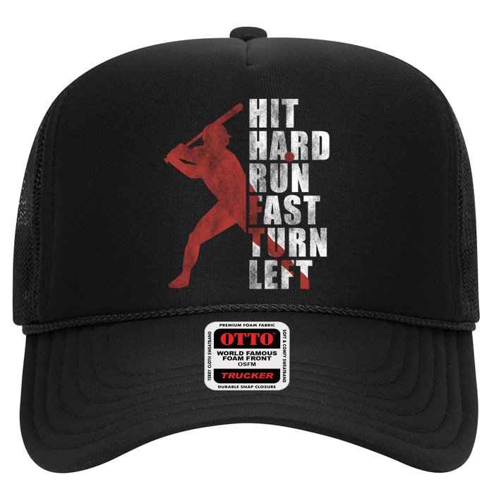 Hit Hard Run Fast Turn Left Funny Baseball Player Cute Gift Hat