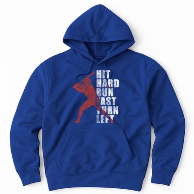 Hit Hard Run Fast Turn Left Funny Baseball Player Cute Gift Hoodie