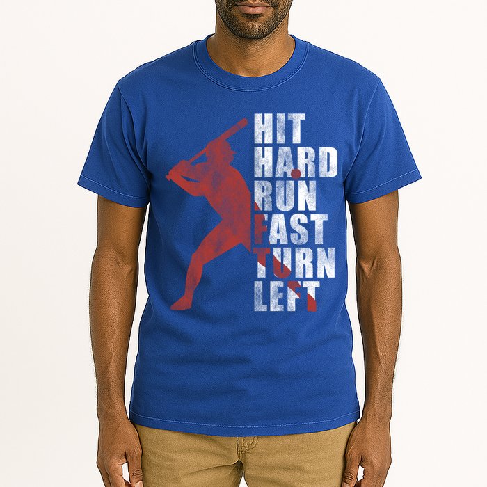 Hit Hard Run Fast Turn Left Funny Baseball Player Cute Gift Tall T-Shirt