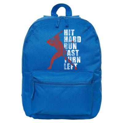 Hit Hard Run Fast Turn Left Funny Baseball Player Cute Gift 16 in Basic Backpack