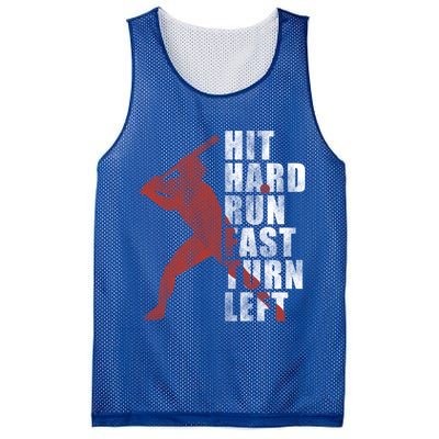 Hit Hard Run Fast Turn Left Funny Baseball Player Cute Gift Mesh Reversible Basketball Jersey Tank