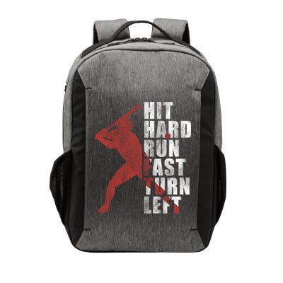 Hit Hard Run Fast Turn Left Funny Baseball Player Cute Gift Vector Backpack