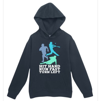 Hit Hard Run Fast Turn Left Baseball Urban Pullover Hoodie