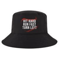 Hit Hard Run Fast Turn Left Funny Baseball Cool Comfort Performance Bucket Hat