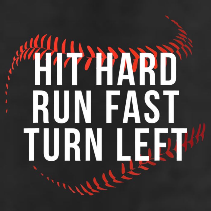 Hit Hard Run Fast Turn Left Funny Baseball Cool Comfort Performance Bucket Hat