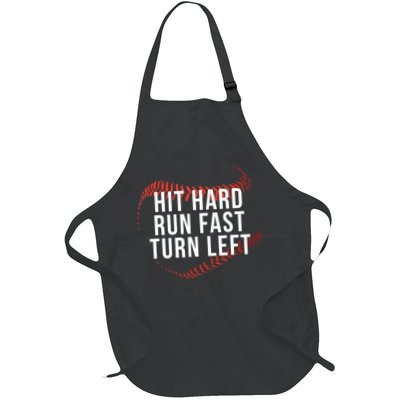 Hit Hard Run Fast Turn Left Funny Baseball Apron