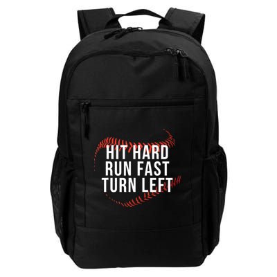 Hit Hard Run Fast Turn Left Funny Baseball Backpack