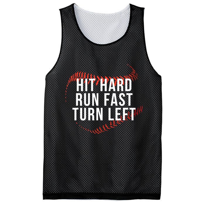 Hit Hard Run Fast Turn Left Funny Baseball Mesh Reversible Basketball Jersey Tank
