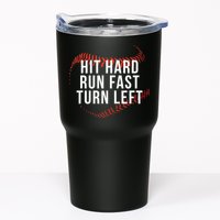 Hit Hard Run Fast Turn Left Funny Baseball Tumbler