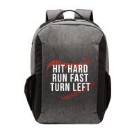 Hit Hard Run Fast Turn Left Funny Baseball Vector Backpack