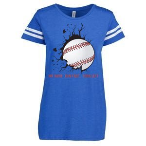 Hit Hard Run Fast Turn Left Funny Baseball Player & Fan Enza Ladies Jersey Football T-Shirt