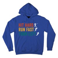 Hit Hard Run Fast Turn Left Funny Baseball Player And Fan Gift Hoodie