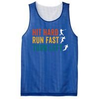 Hit Hard Run Fast Turn Left Funny Baseball Player And Fan Gift Mesh Reversible Basketball Jersey Tank