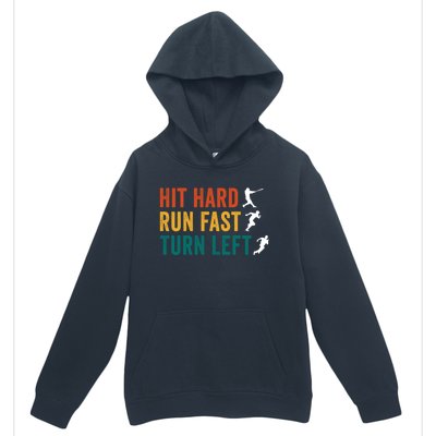 Hit Hard Run Fast Turn Left Funny Baseball Player And Fan Gift Urban Pullover Hoodie