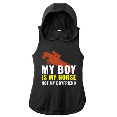 Horse Horseback Riding Gift Ladies PosiCharge Tri-Blend Wicking Draft Hoodie Tank