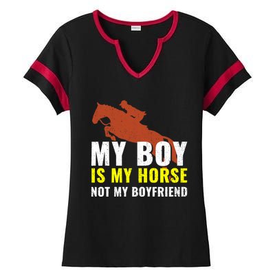 Horse Horseback Riding Gift Ladies Halftime Notch Neck Tee