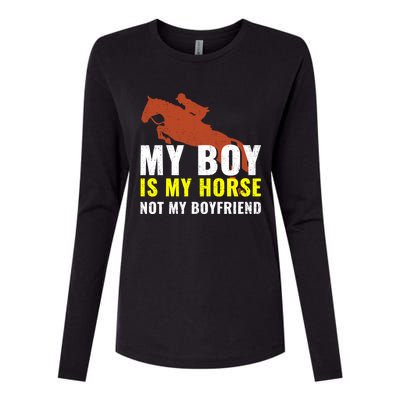 Horse Horseback Riding Gift Womens Cotton Relaxed Long Sleeve T-Shirt