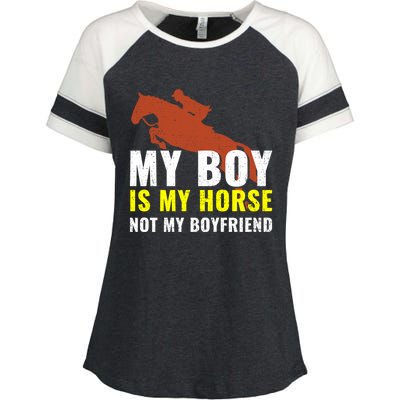 Horse Horseback Riding Gift Enza Ladies Jersey Colorblock Tee