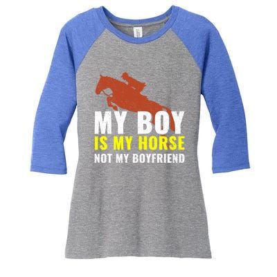 Horse Horseback Riding Gift Women's Tri-Blend 3/4-Sleeve Raglan Shirt