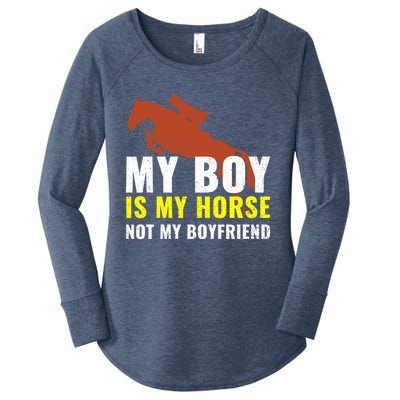 Horse Horseback Riding Gift Women's Perfect Tri Tunic Long Sleeve Shirt