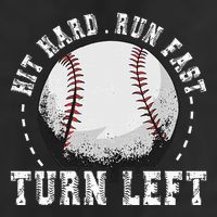 Hit Hard Run Fast Turn Left Baseball Player Garment-Dyed Fleece Hoodie