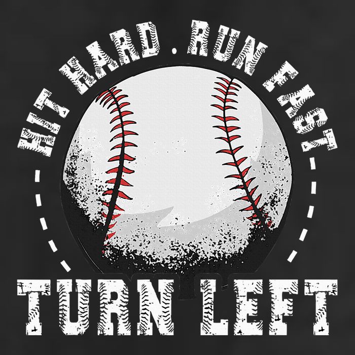 Hit Hard Run Fast Turn Left Baseball Player Garment-Dyed Fleece Hoodie