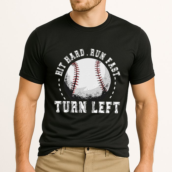 Hit Hard Run Fast Turn Left Baseball Player Performance Shirt
