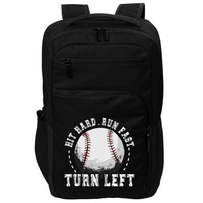 Hit Hard Run Fast Turn Left Baseball Player Impact Tech Backpack